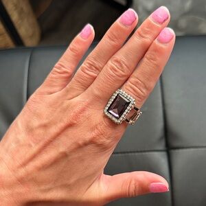 Elegant Silver and Purple Gemstone Ring